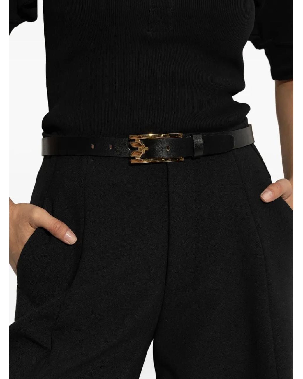 Victoria Beckham White Vitello Leather Belt