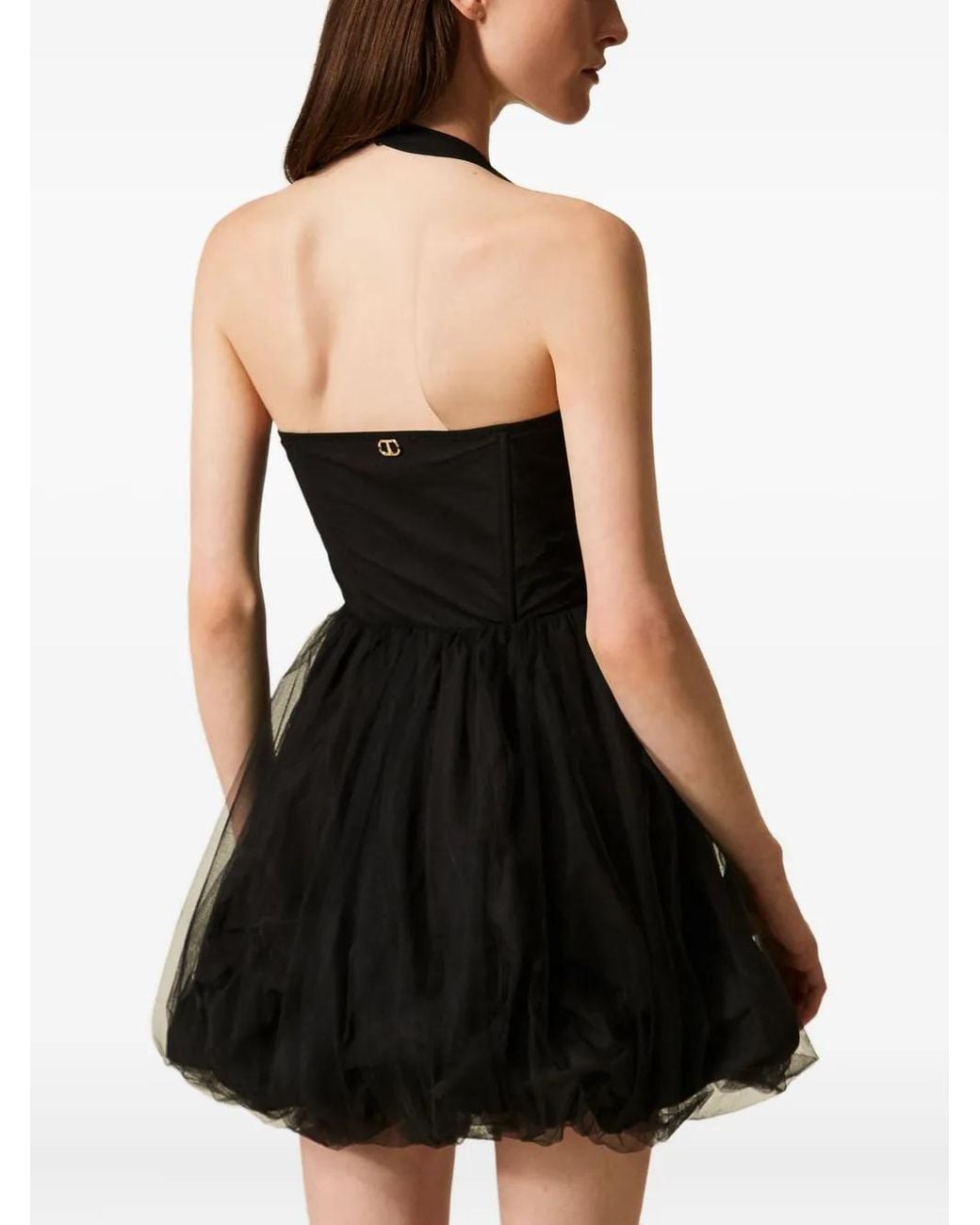 Twinset Black Short Tulle And Taffeta Dress