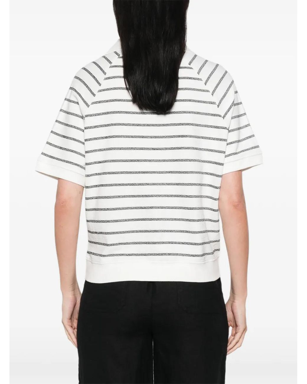 MAISON 123 Gray Lilas Striped V-Neck T-Shirt