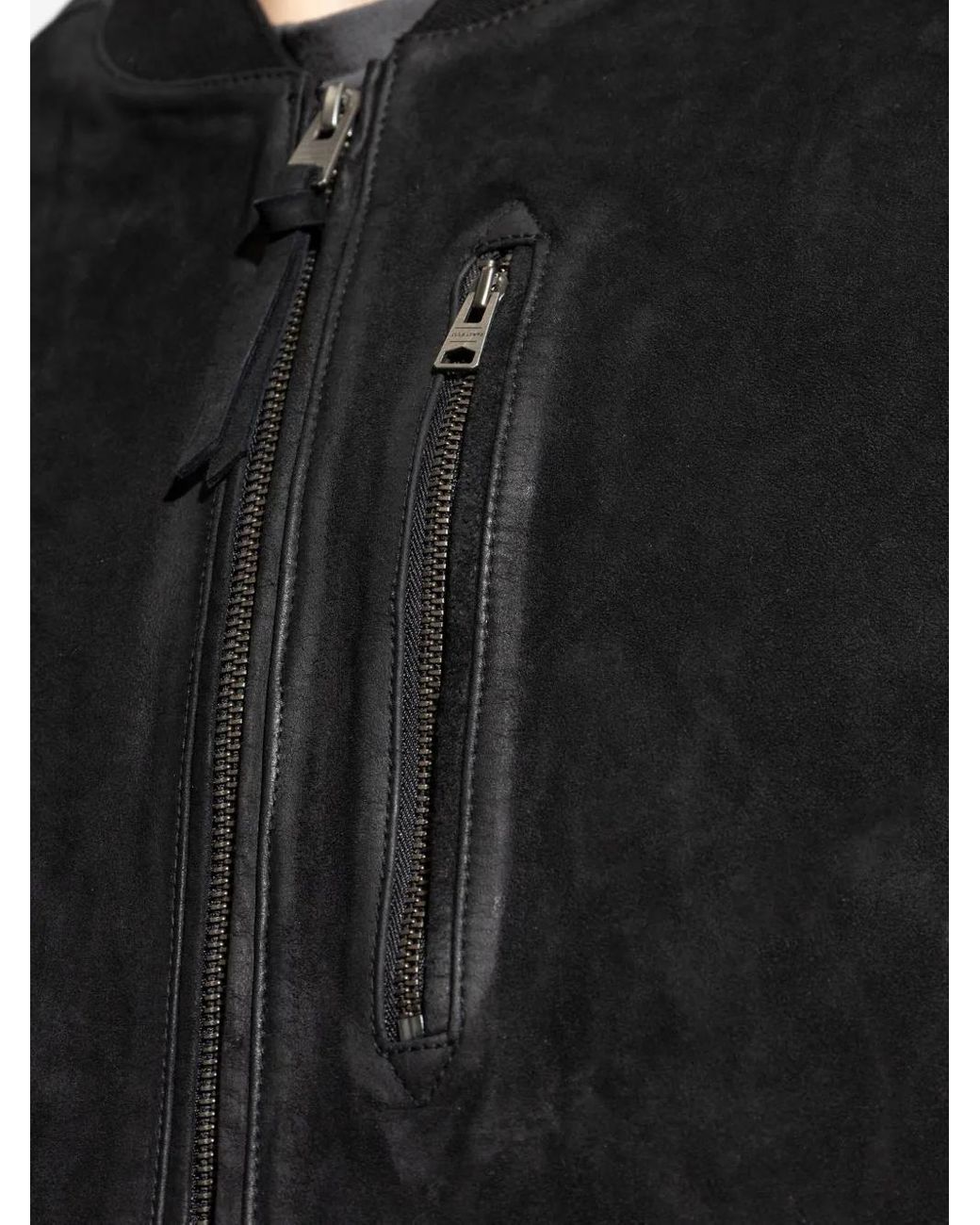 AllSaints Black Suede Bomber Jacket for men