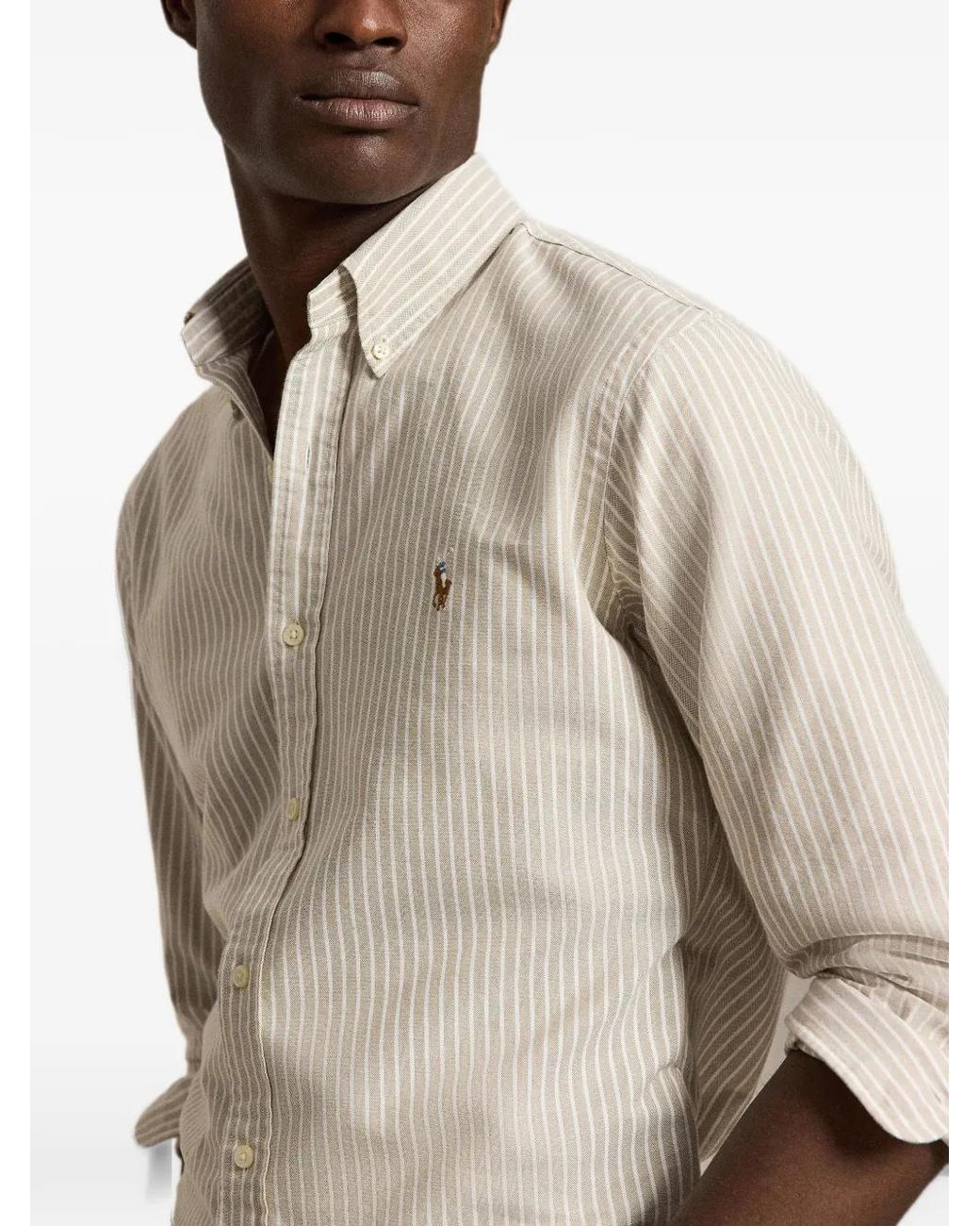 Polo Ralph Lauren Pink Custom Fit Striped Shirt for men