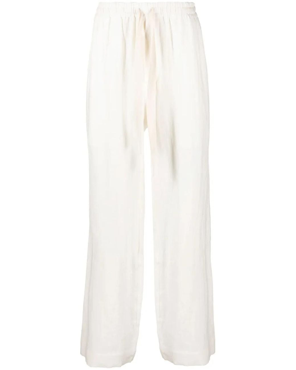 Commas White Mid-Rise Wid-Leg Trousers for men