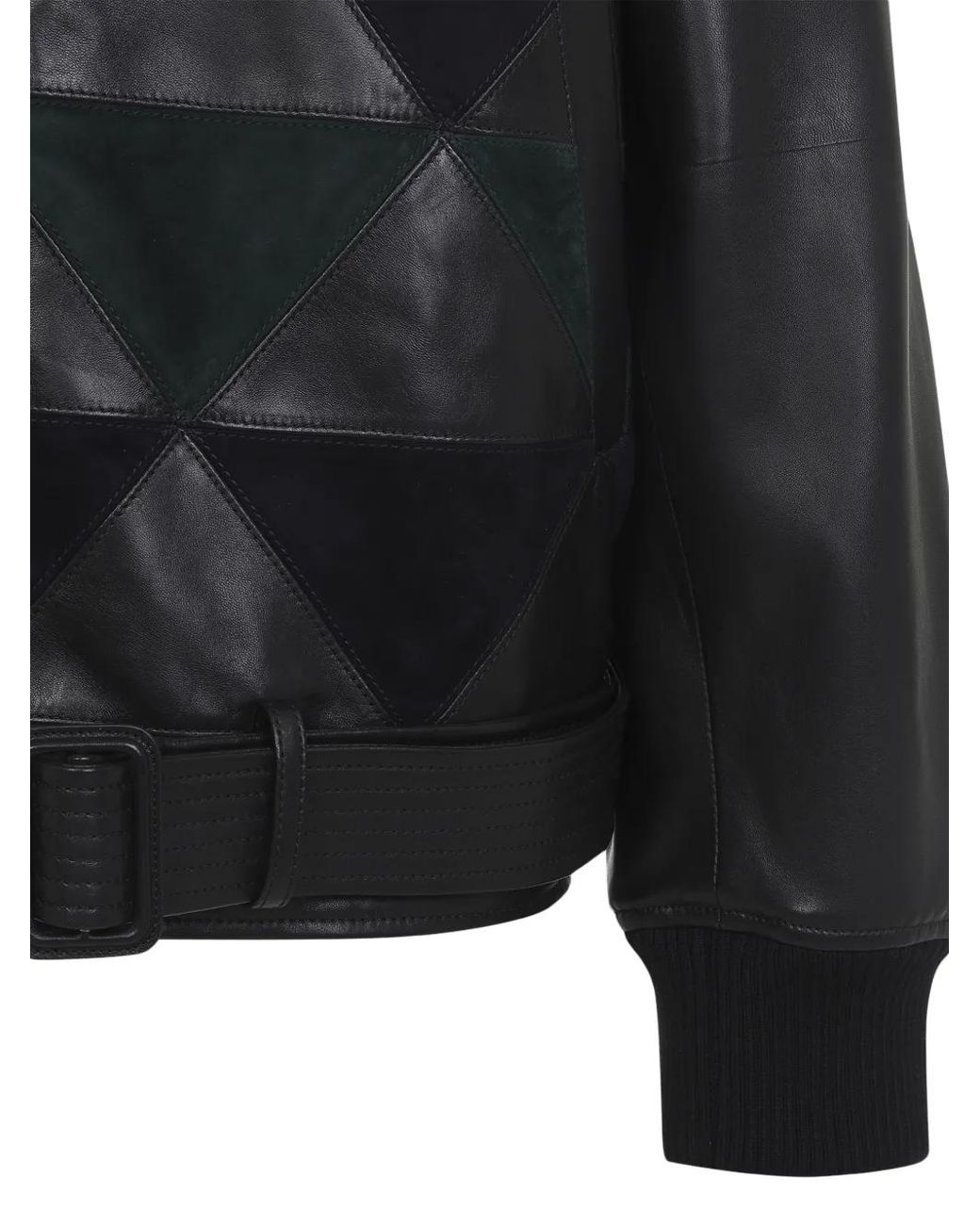 Lanvin Black Geometric-Panel Leather Jacket for men