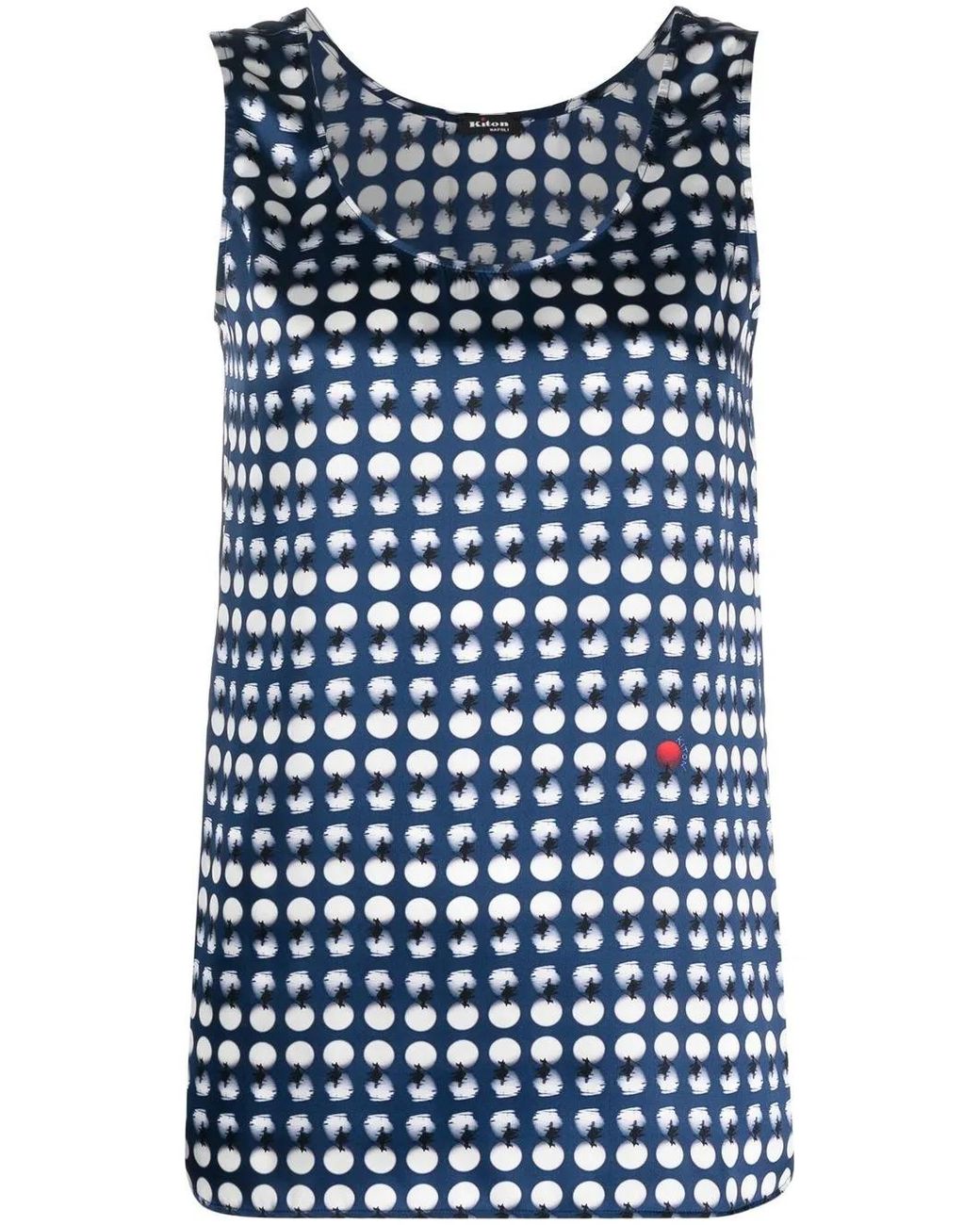 Kiton Blue Polka-Dot Silk Top