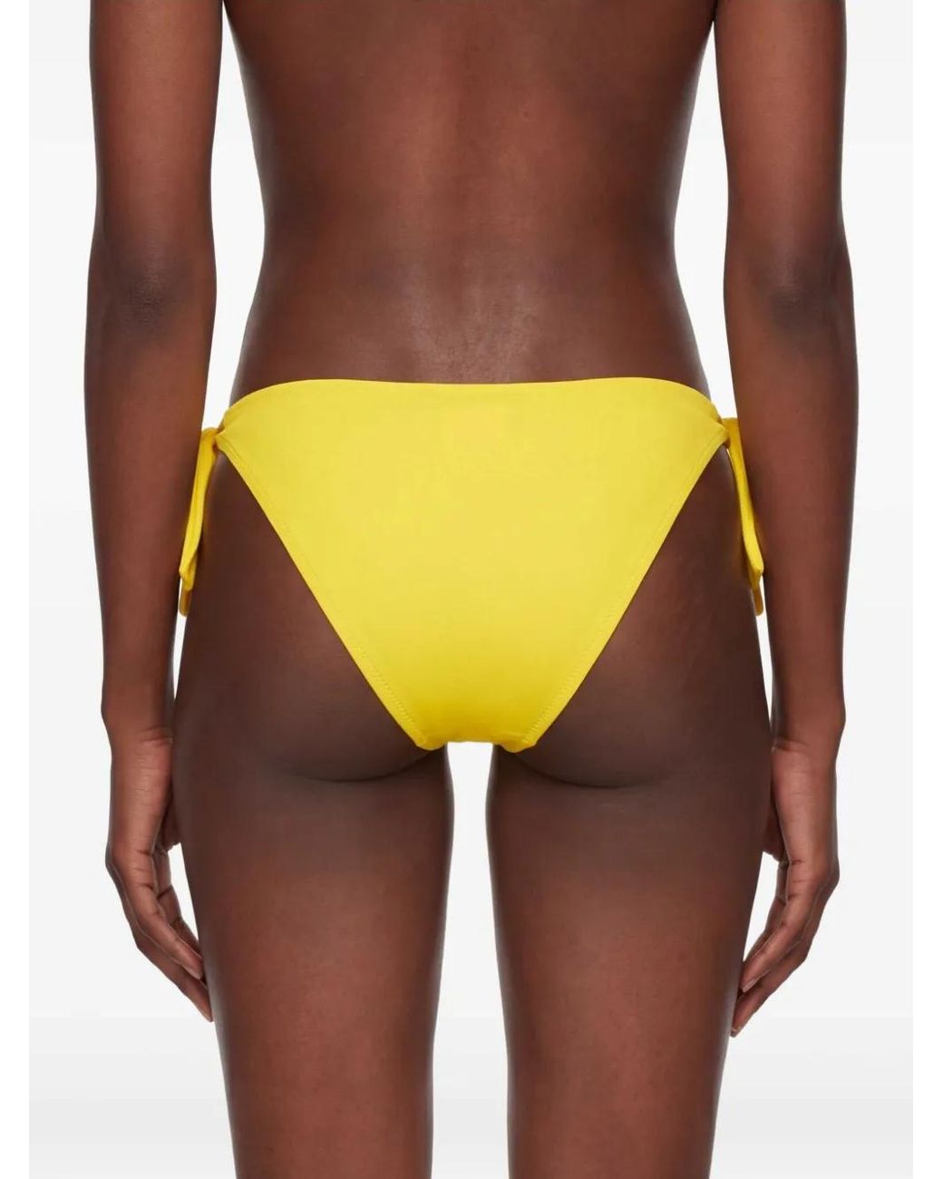 Moschino Yellow Lycra Swim Briefs With Ties