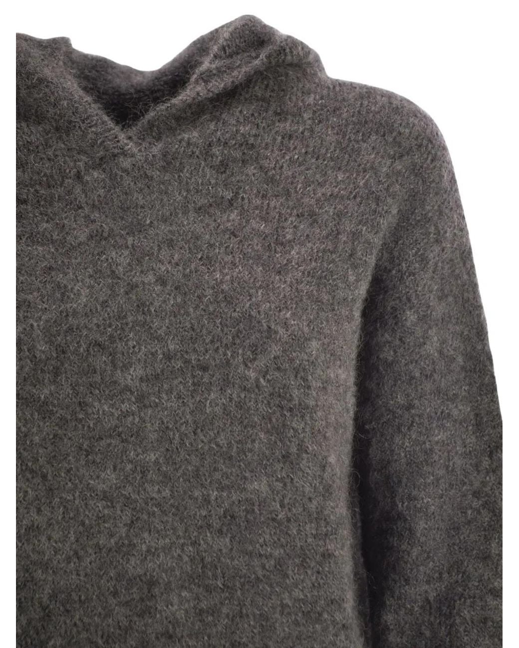 Max Mara Gray Hooded Wool Sweater