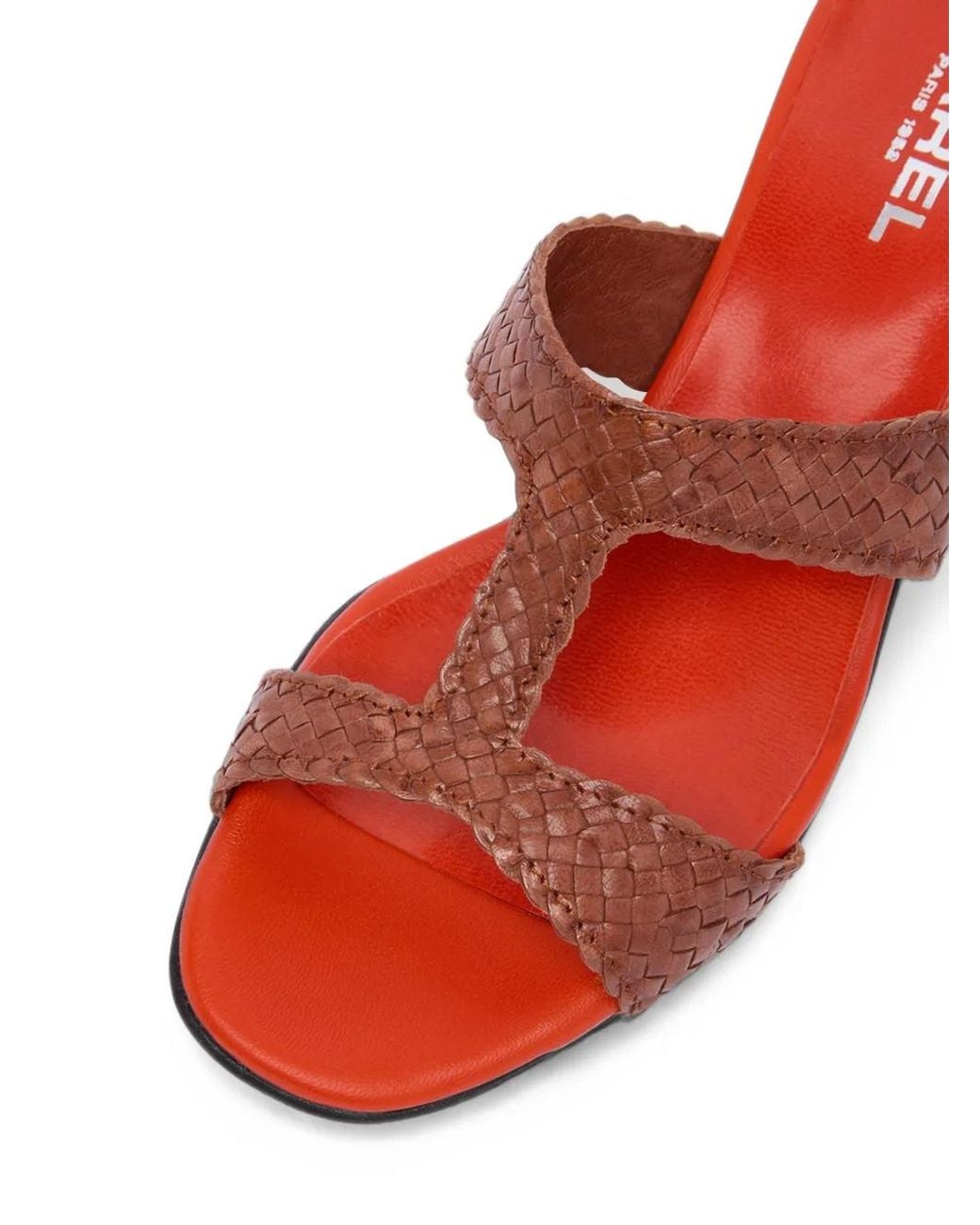 CAREL PARIS Red Pyramide T Woven Leather Mules