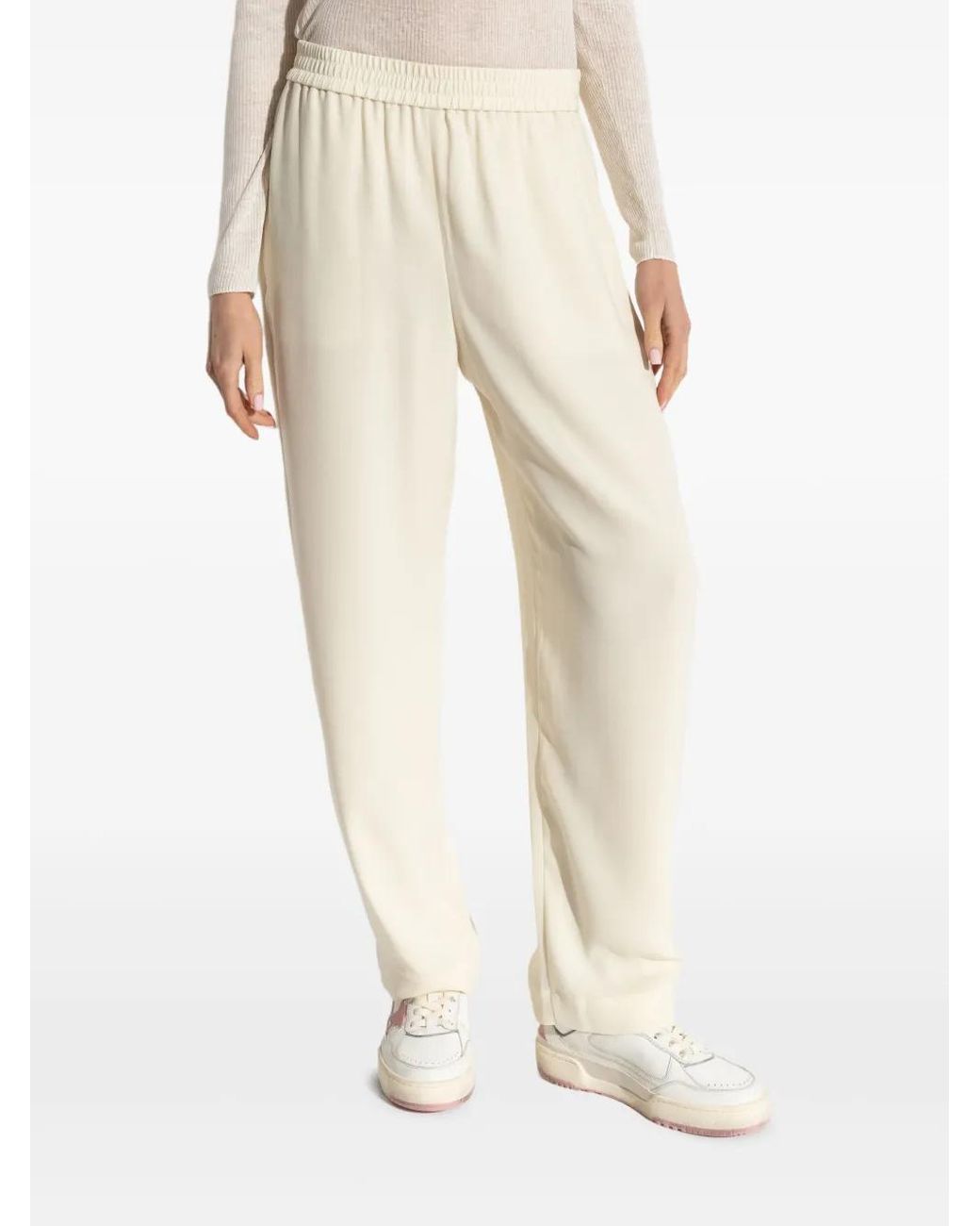 Theory White Elasticated-Waist Trousers