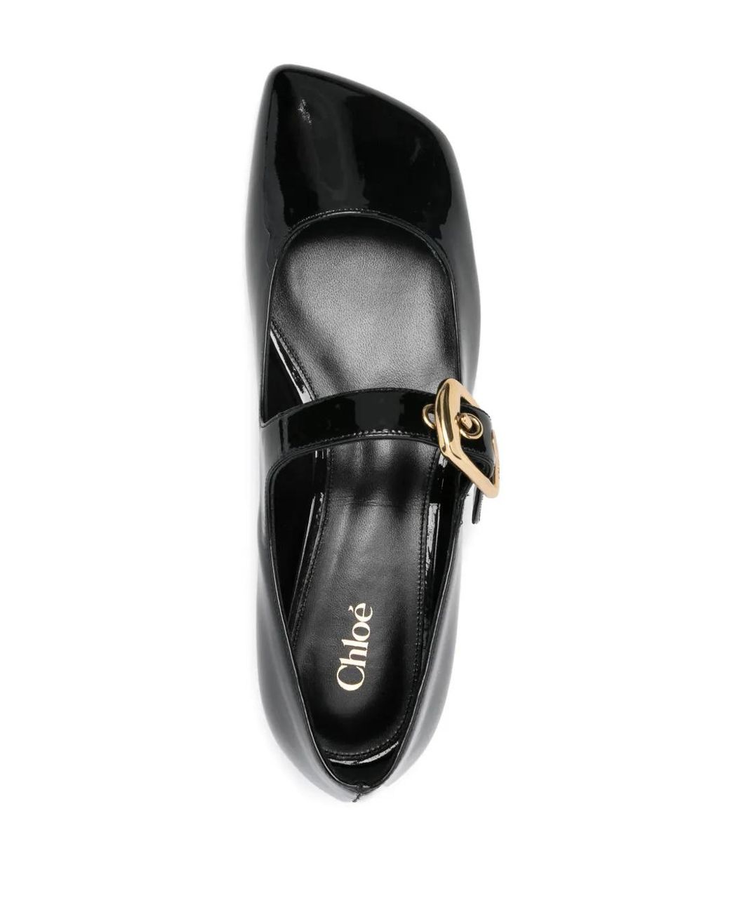 Chloé Black Buckled Leather Ballet Flats