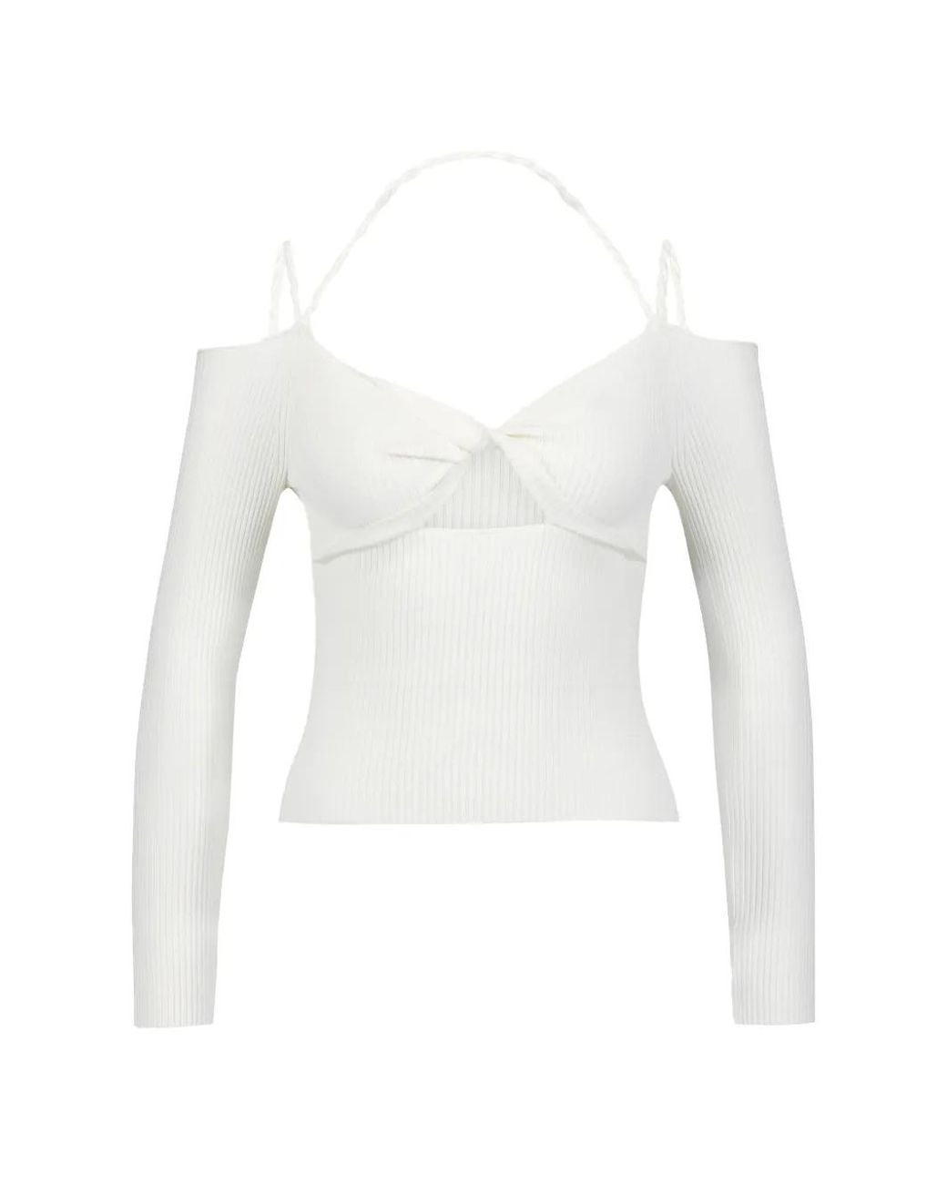 Altuzarra White Odin Cut-Out Ribbed-Knit Sweater