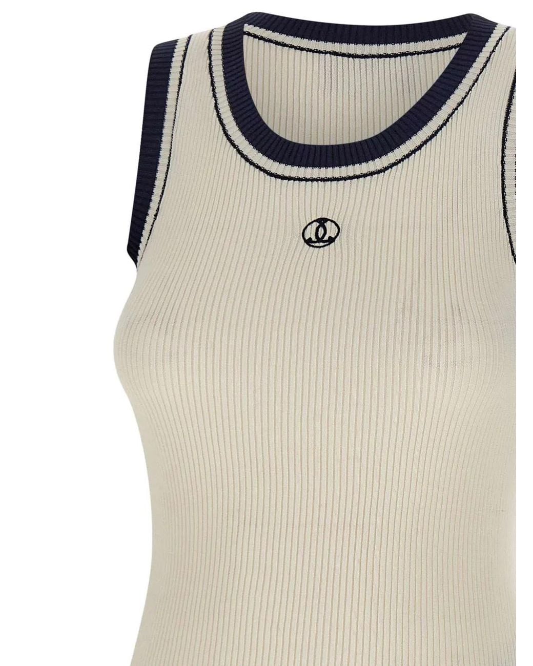 Seafarer Natural Ribbed Logo-Embroidered Top