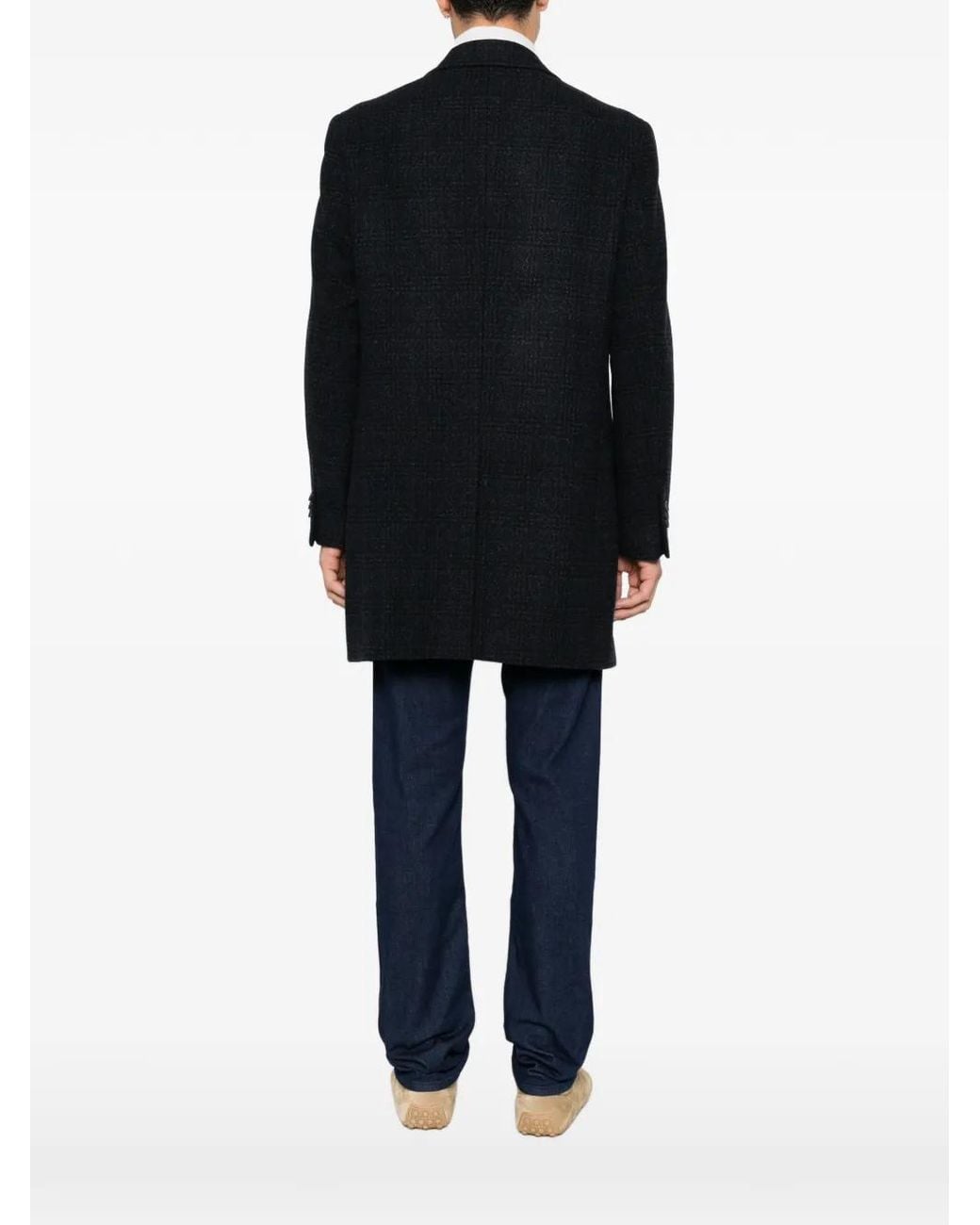 Manuel Ritz Blue Manteau Croisé À Carreaux for men
