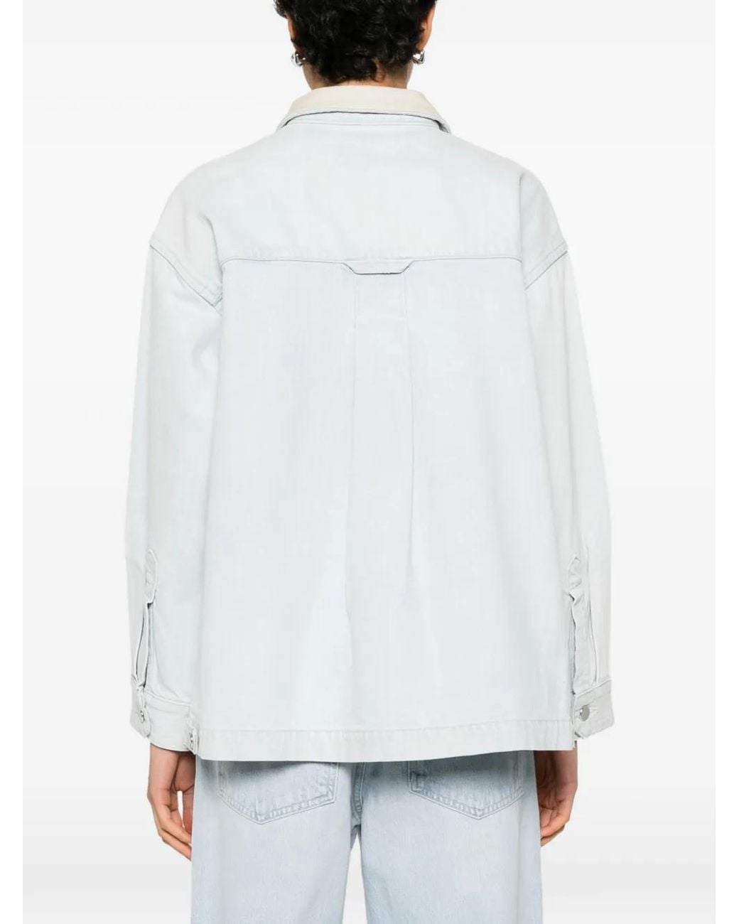 Agolde White Contrast-Collar Denim Jacket