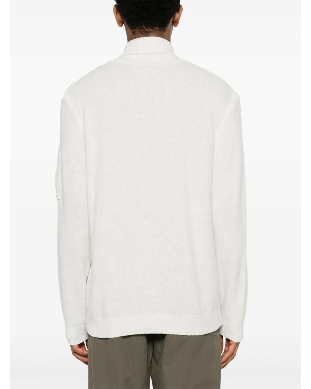 C P Company White Lens-Detail Turtle-Neck Sweater for men