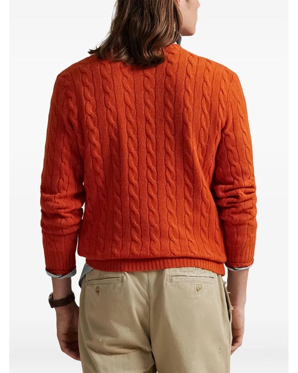 Polo Ralph Lauren Red Pull En Maille Torsadée for men