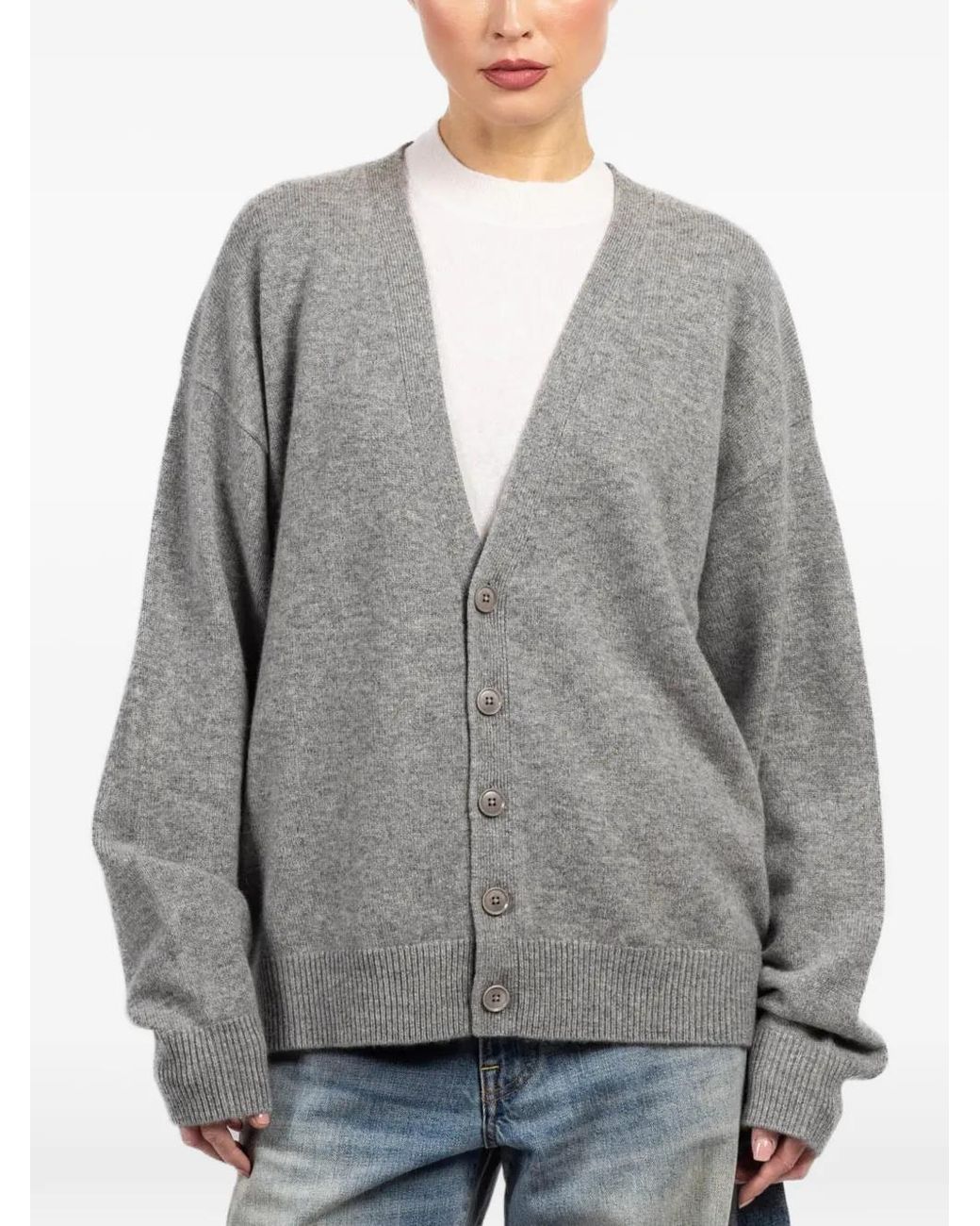Extreme Cashmere Gray Jonah Button V-Neck Cardigan