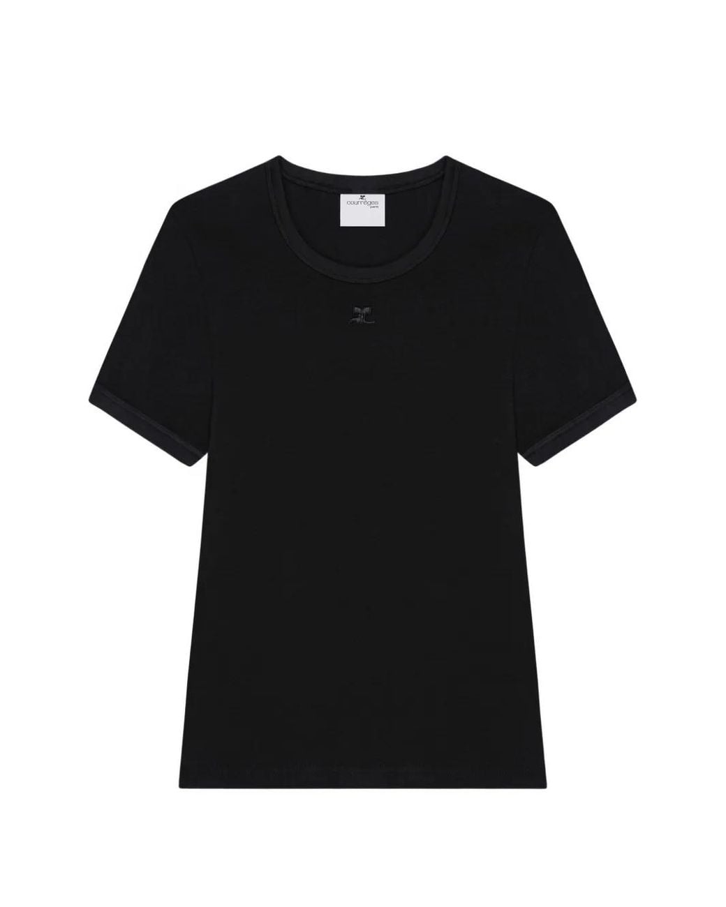 Courreges Black Logo Cotton T-Shirt