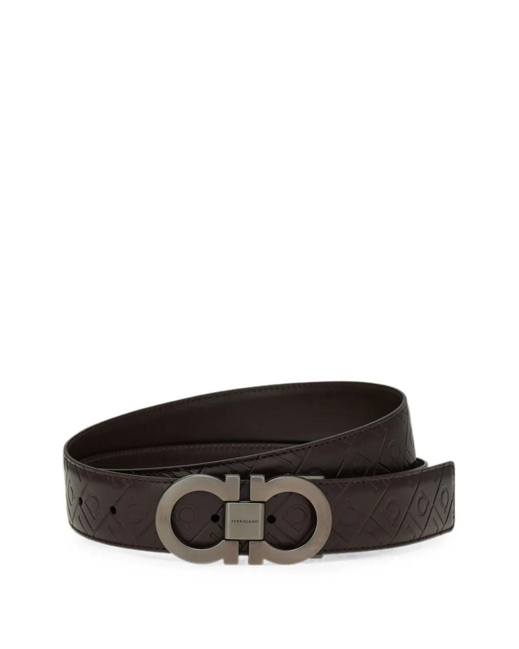 Ferragamo Brown Reversible And Adjustable Gancini Belt for men