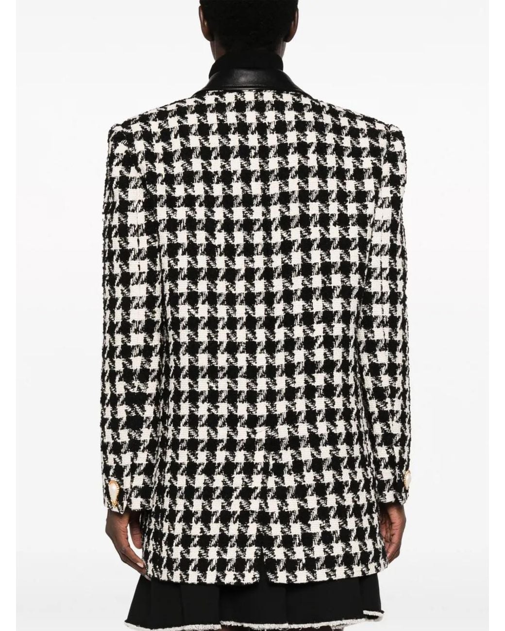 Moschino Black Houndstooth-Pattern Double-Breasted Jacket
