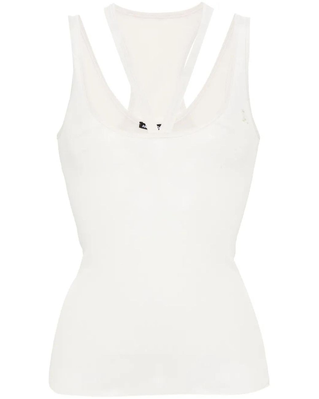 ANDREADAMO White Fine-Ribbed Cut-Out Tank Top