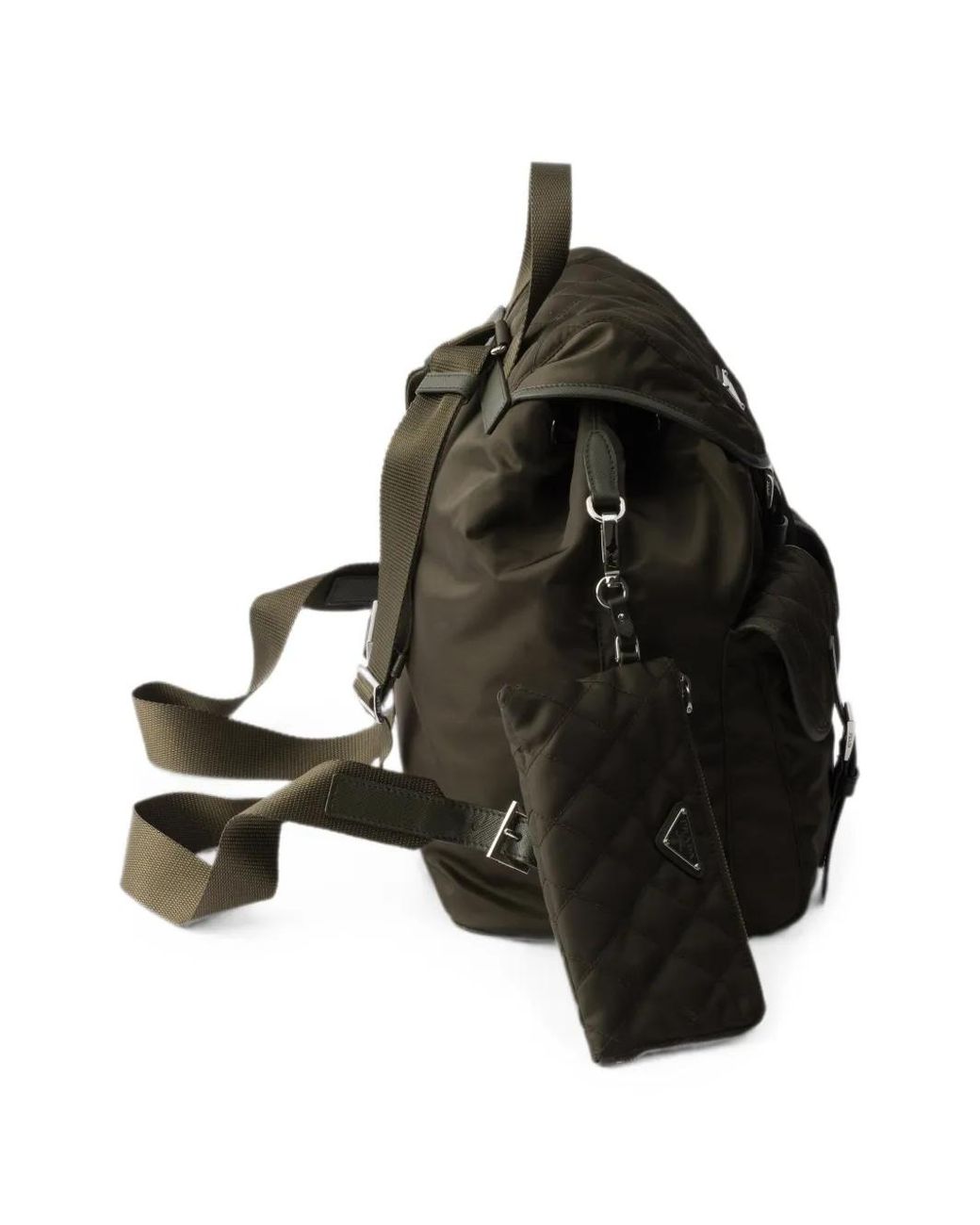 Prada Black Medium Quilted Re-Nylon Backpack With Saffiano Leather Trim