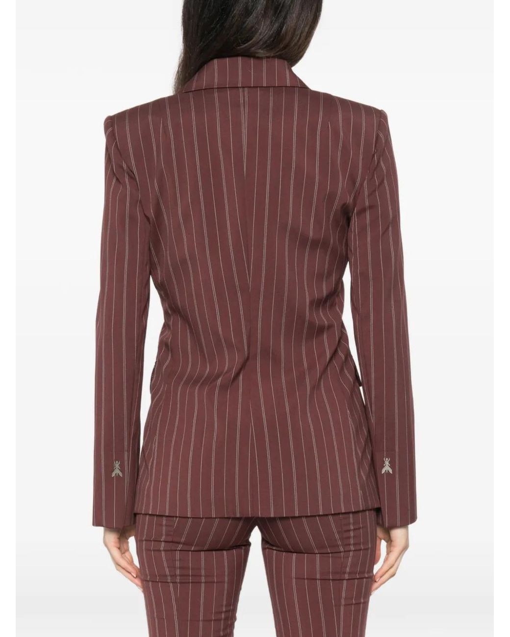 Patrizia Pepe Purple Pinstripe-Pattern Single-Breasted Blazer