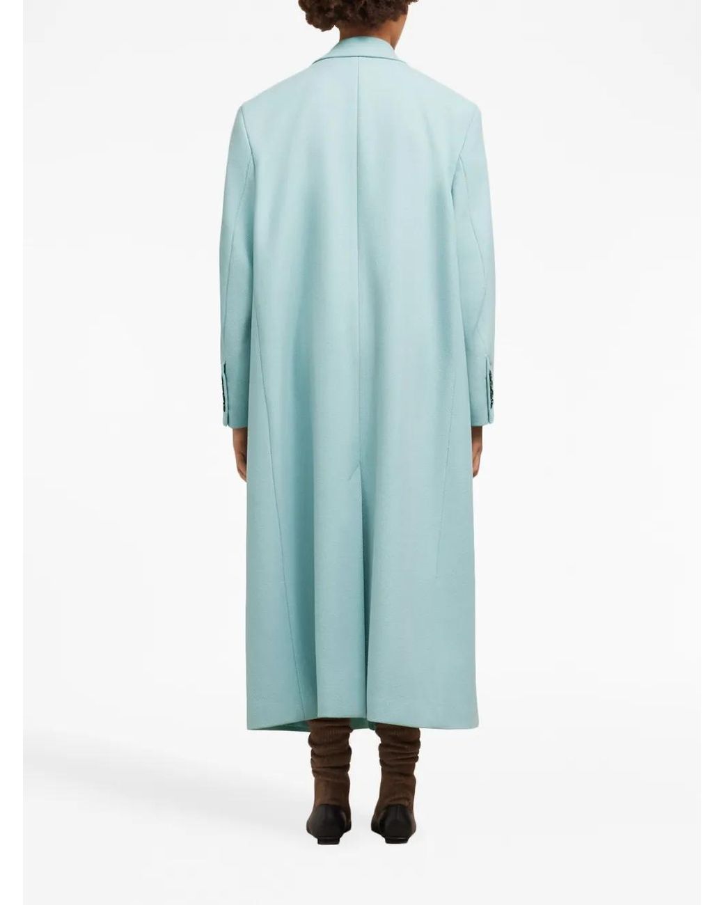 AMI Blue Single-Breasted Coat