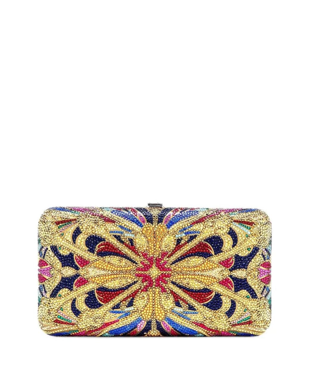 Judith Leiber Gray Crystal Lantern Tile Geometric-Pattern Mini Bag
