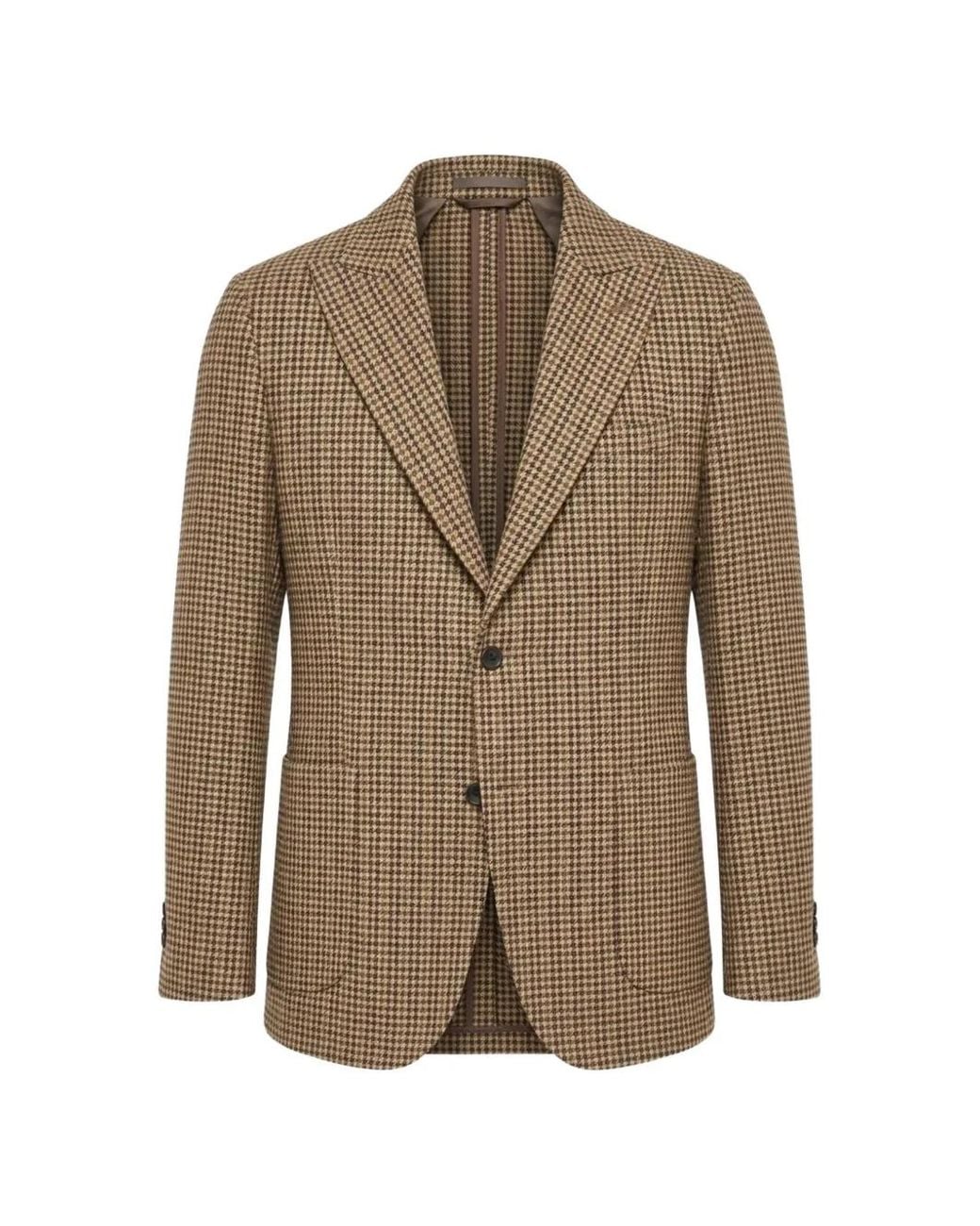 Daniele Alessandrini Brown Houndstooth Single-Breasted Blazer for men
