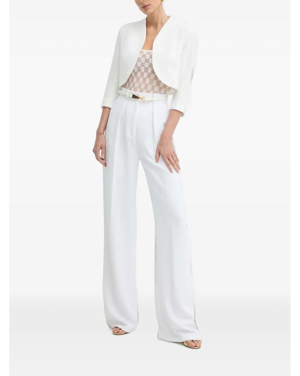Morgan White Veste Crop À Poignets Boutonnés