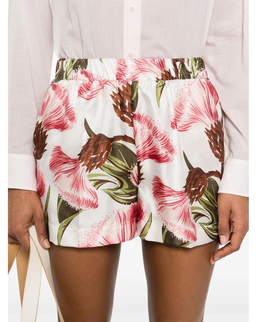 P.A.R.O.S.H. Pink Floral-Print Shorts