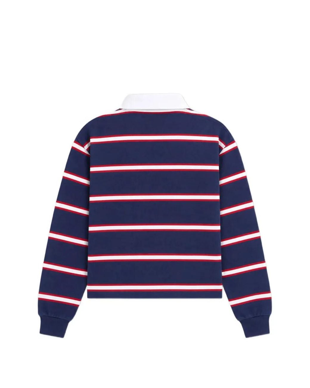 Sporty & Rich Blue Blondie Serif Striped Polo Shirt