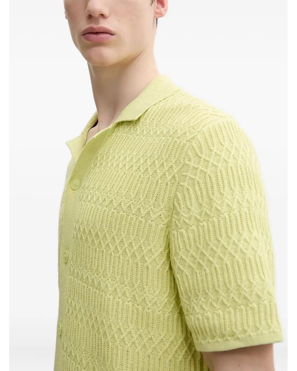 Samsøe & Samsøe Green Textured Buttoned Polo Shirt for men