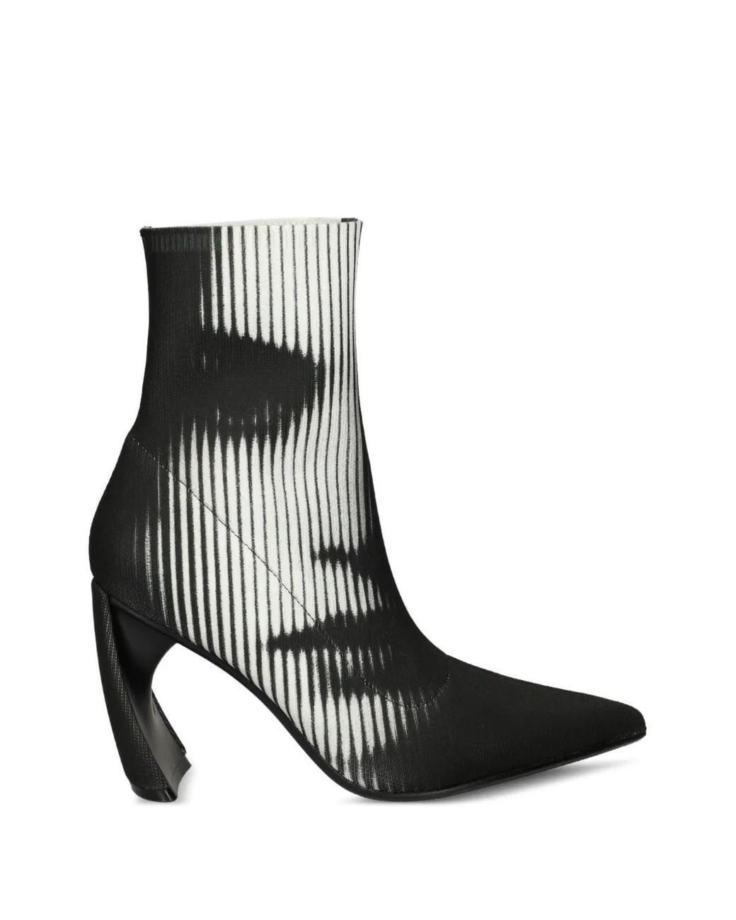 United Nude Black Graphic-Print Pointed-Toe Ankle Boots