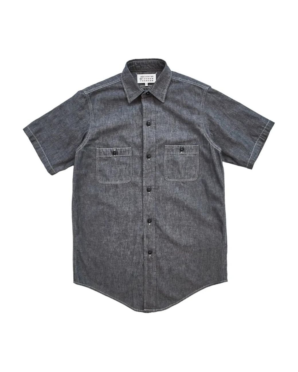 MM6 by Maison Margiela Gray Short-Sleeve Broadcloth Shirt for men