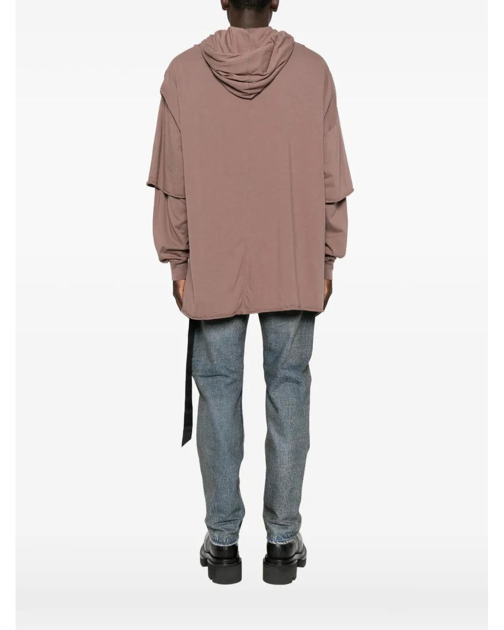Rick Owens Pink Tommy Hustler Double-Layer Hoodie for men
