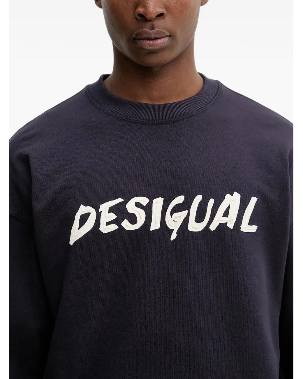 Desigual Blue Logo-Print Sweatshirt for men