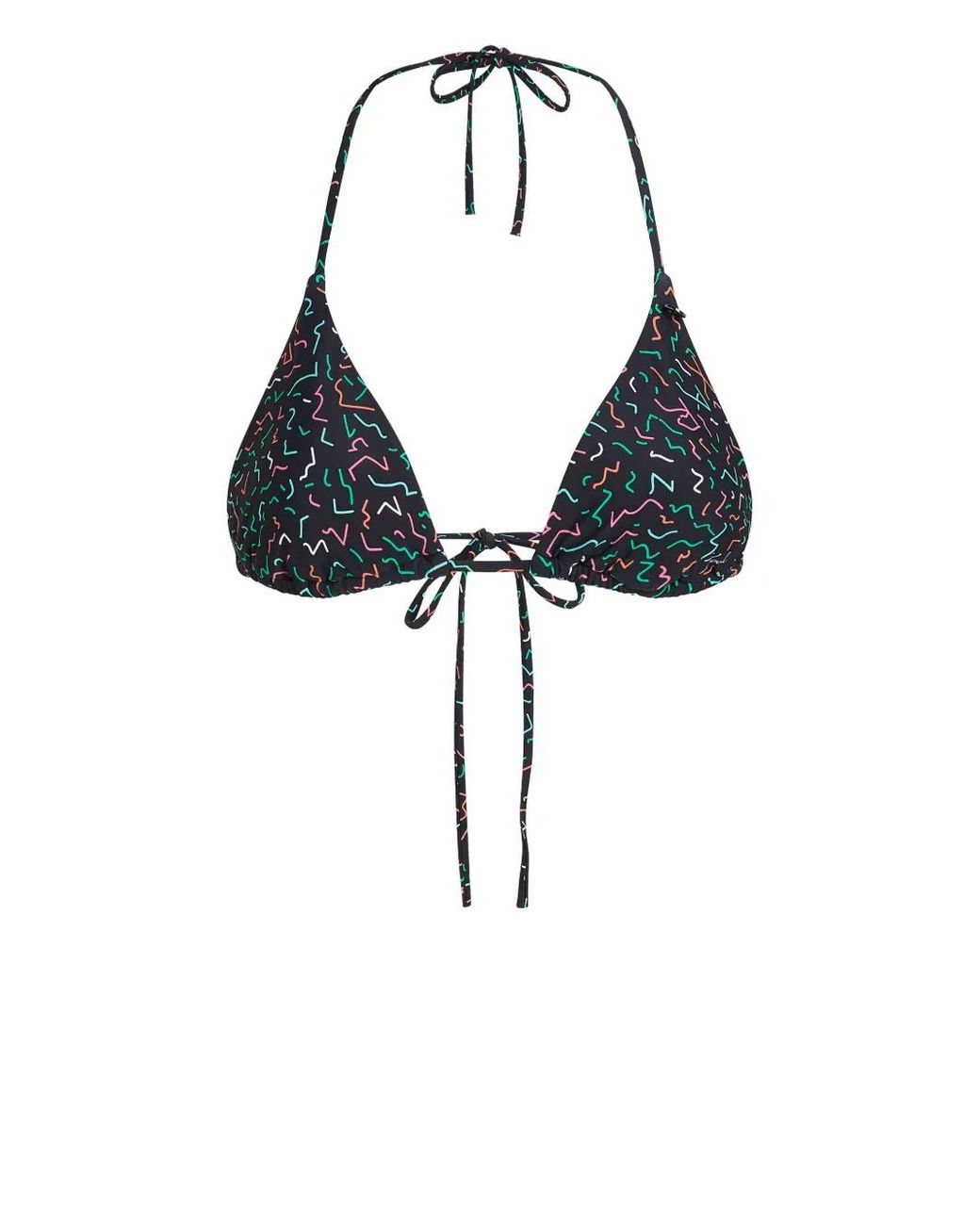 Karl Lagerfeld Black Geometric-Print Triangle Bikini Top