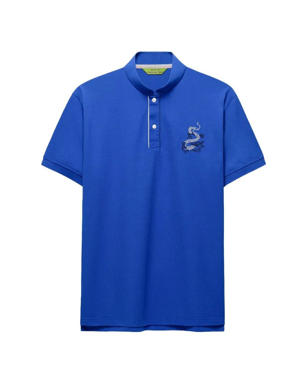 Shanghai Tang Blue Polo Tang Dragon En Coton for men