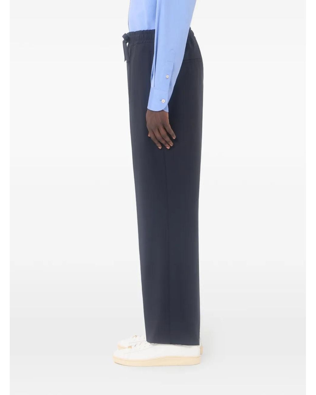 Valentino Garavani Blue Wool Pants With Vlogo Embroidery for men