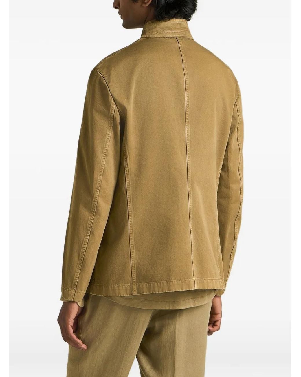 Kiton Green Mandarin-Collar Buttoned Overshirt for men