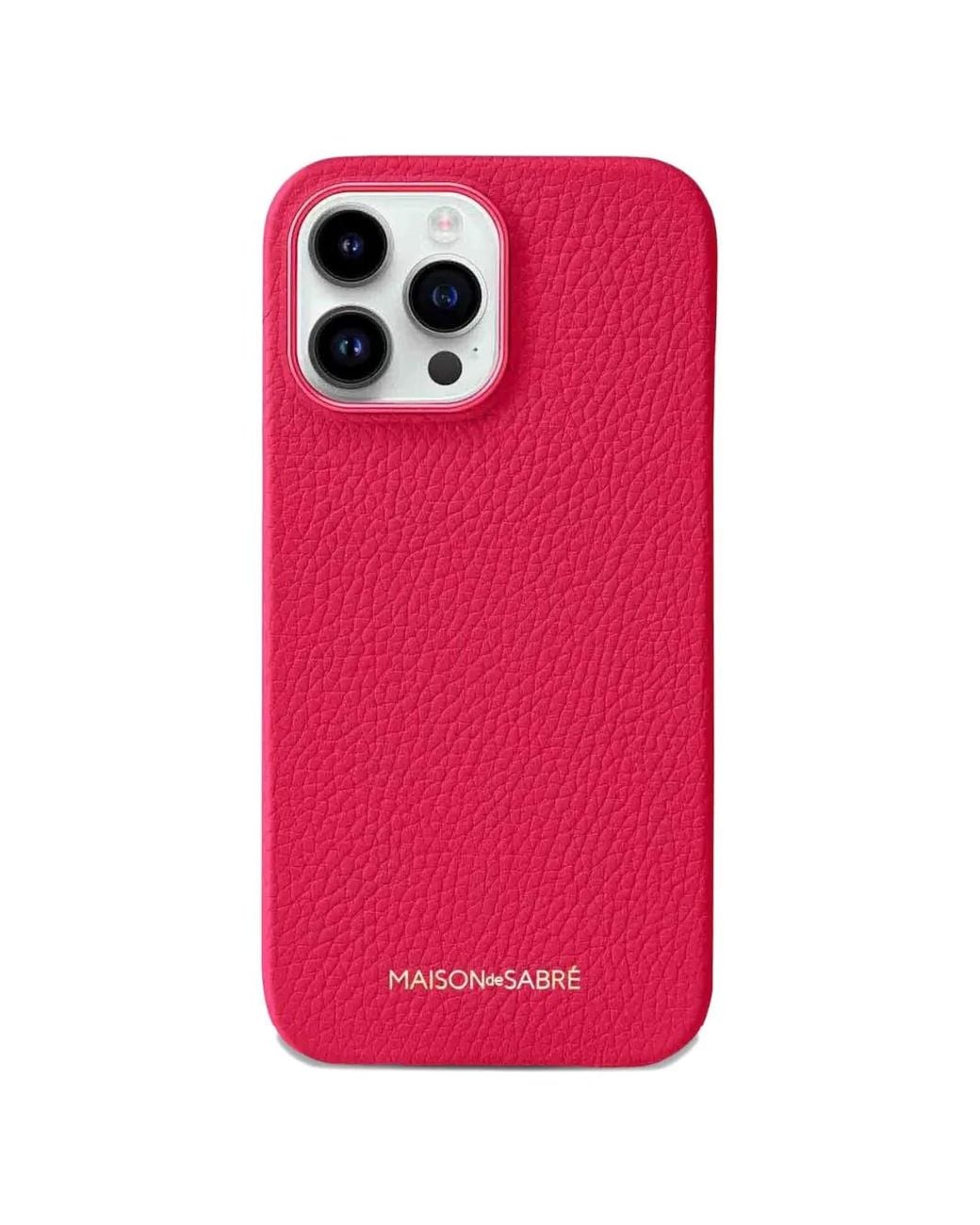 Maison De Sabre Pink Textured-Leather Iphone 15 Pro Phone Case