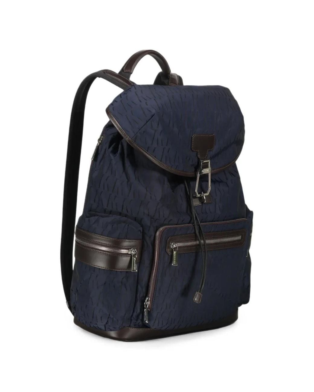 Moorer Blue Logo-Pattern Drawstring Backpack for men