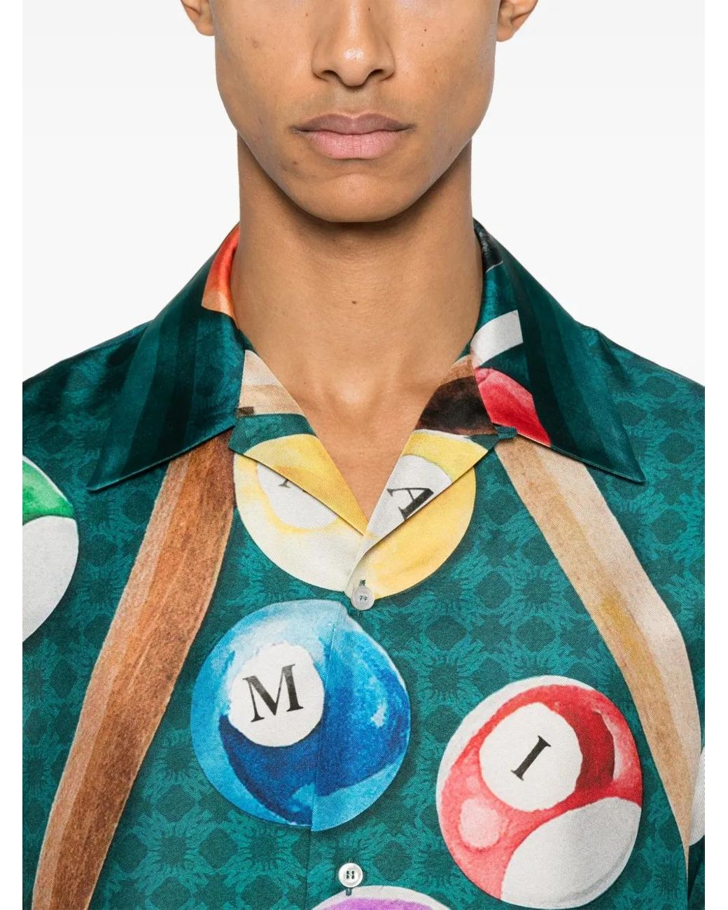 Amiri Blue Billiards Bowling Shirt for men