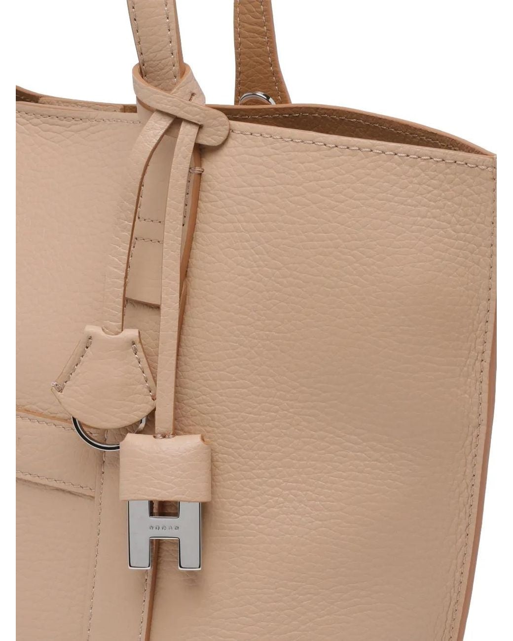 Hogan Natural Small Script Leather Shoulder Bag