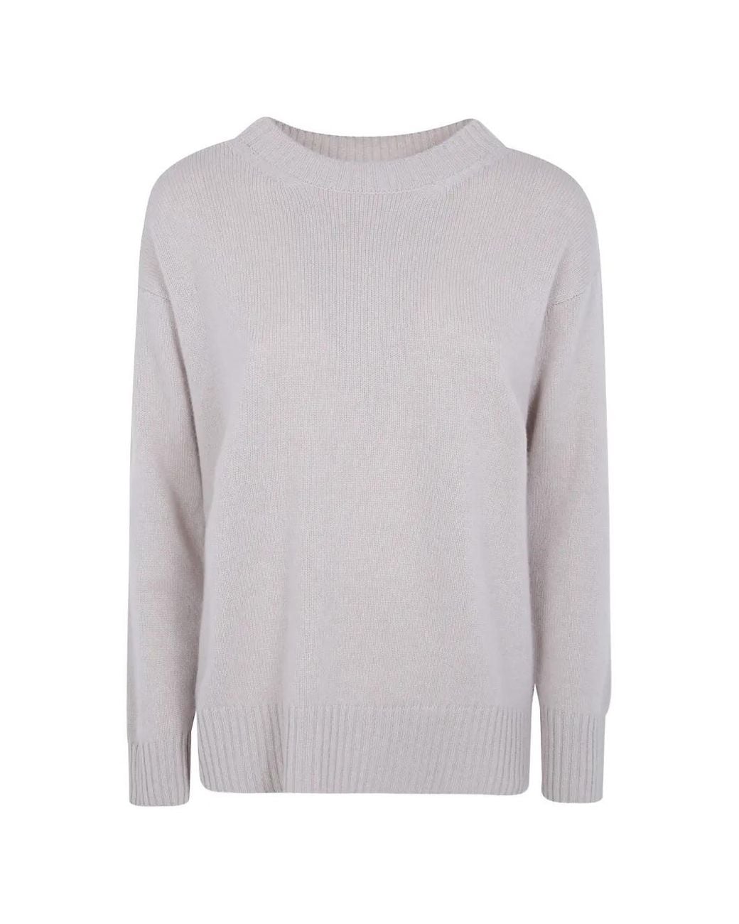 Rossopuro Gray Crew Neck Cashmere Sweater