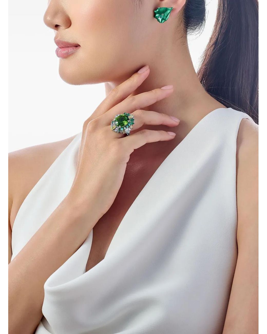 Anabela Chan Green 14K And Recycled Aluminium Paraiba Petal Multi-Stone Earrings
