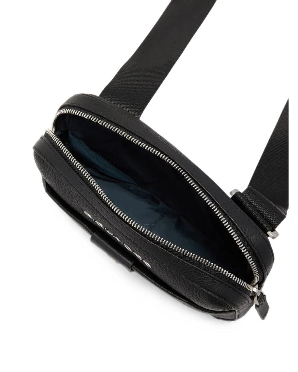 Piquadro Black Pochette En Cuir Grainé À Plaque Logo for men
