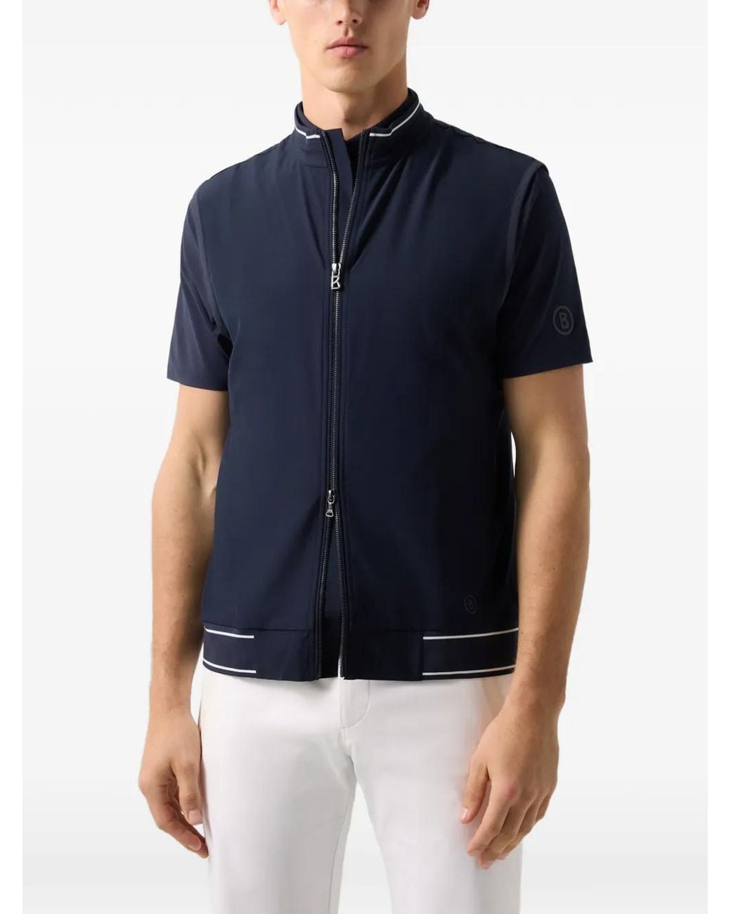 Bogner Blue Mahdi Striped-Trim Gilet for men