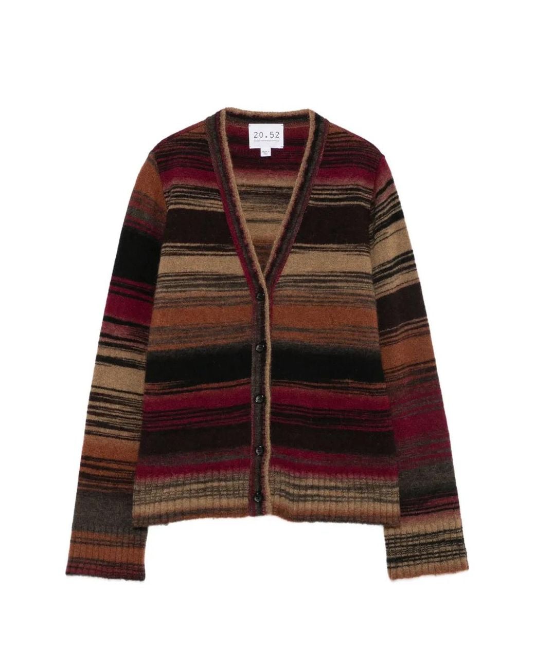 Neera Brown Striped V-Neck Cardigan